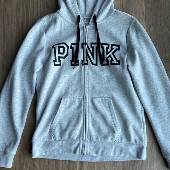 Pink Victoria Secret Grey Zip Up Jacket Size Small - Picture 2 of 16